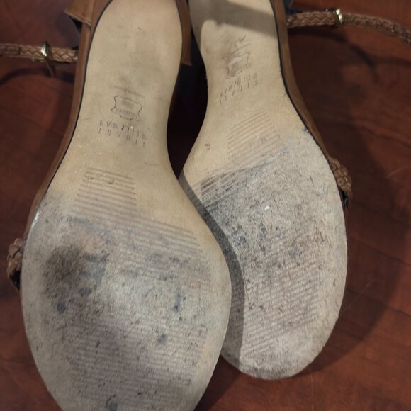 Stuart Weitzman Brown/Cognac Braided Straps Heels Round Size 6 - Picture 7 of 8